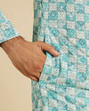 Manyavar Men Aqua Green Chikankari Print Kurta Set