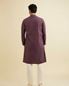 Manyavar Men Wine Red Chikankari Kurta Set with Sequin Work image number 5