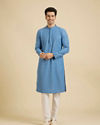Manyavar Men Powder Blue Chikankari Kurta Set with Sequin Work