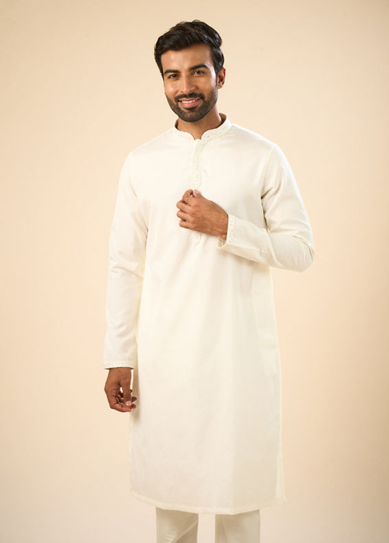 Manyavar Men Elegant Cream Kurta Pajama