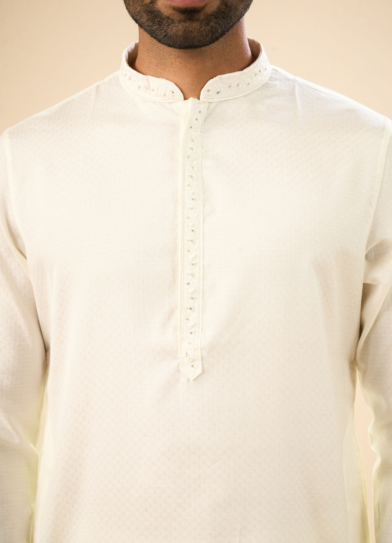 Manyavar Men Elegant Cream Kurta Pajama