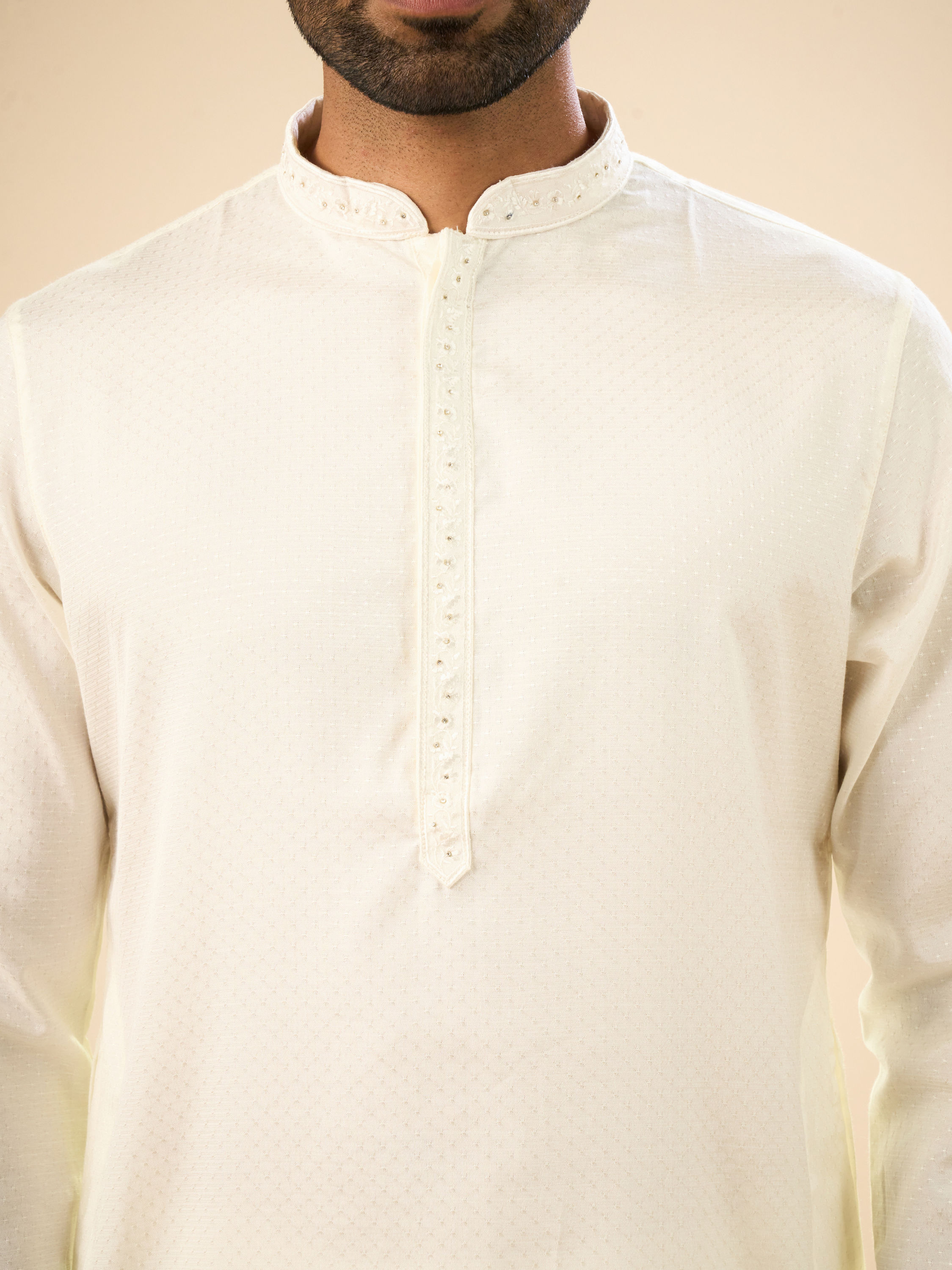 Manyavar Men Elegant Cream Kurta Pajama