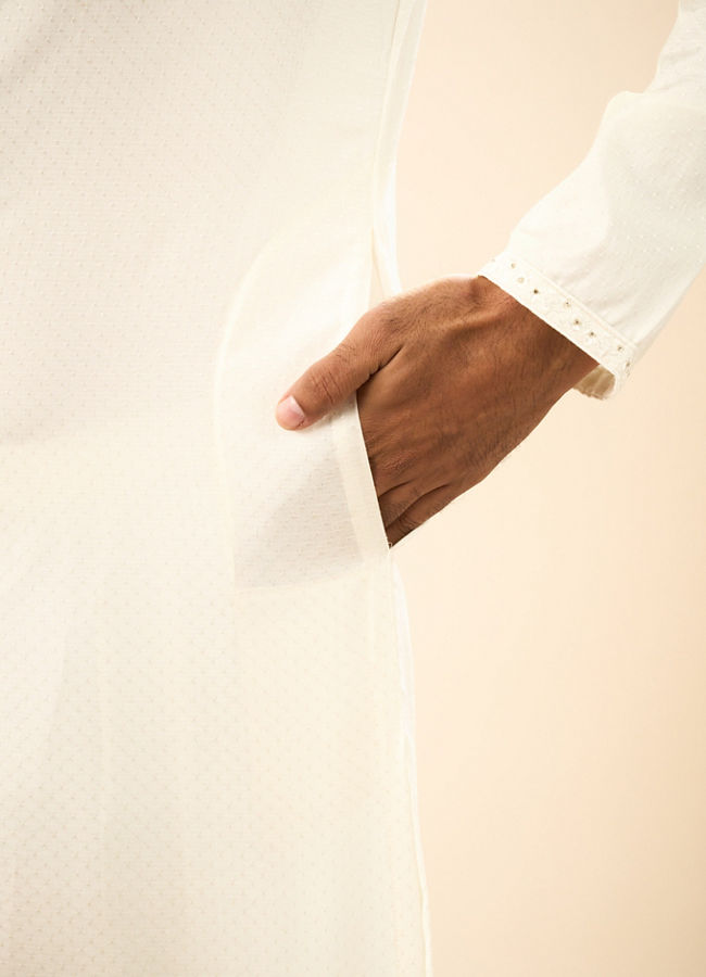 Manyavar Men Elegant Cream Kurta Pajama
