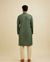 Manyavar Men Bottle Green Jaal Medallion Patterned Kurta Set image number 5