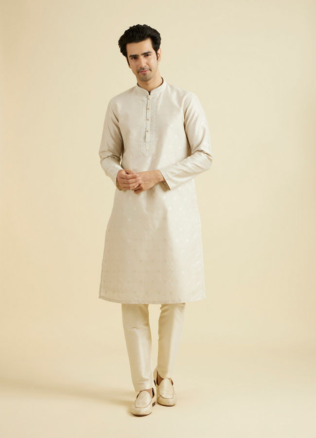 Manyavar Men Beige Festivity Kurta Pajama