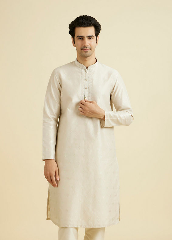 Manyavar Men Beige Festivity Kurta Pajama