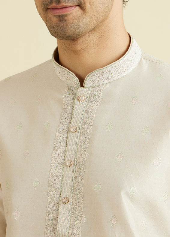 Manyavar Men Beige Festivity Kurta Pajama