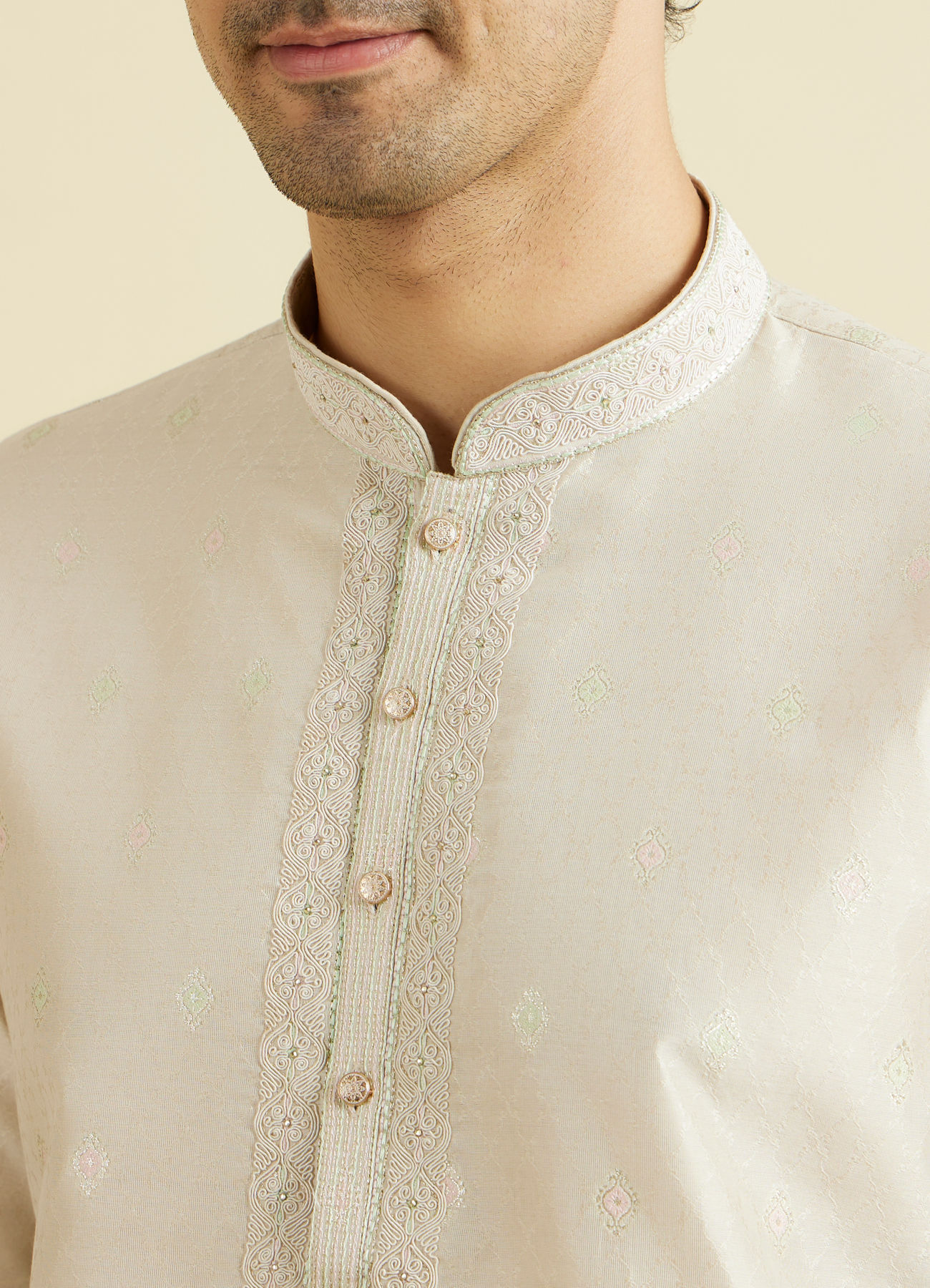 Manyavar Men Beige Festivity Kurta Pajama