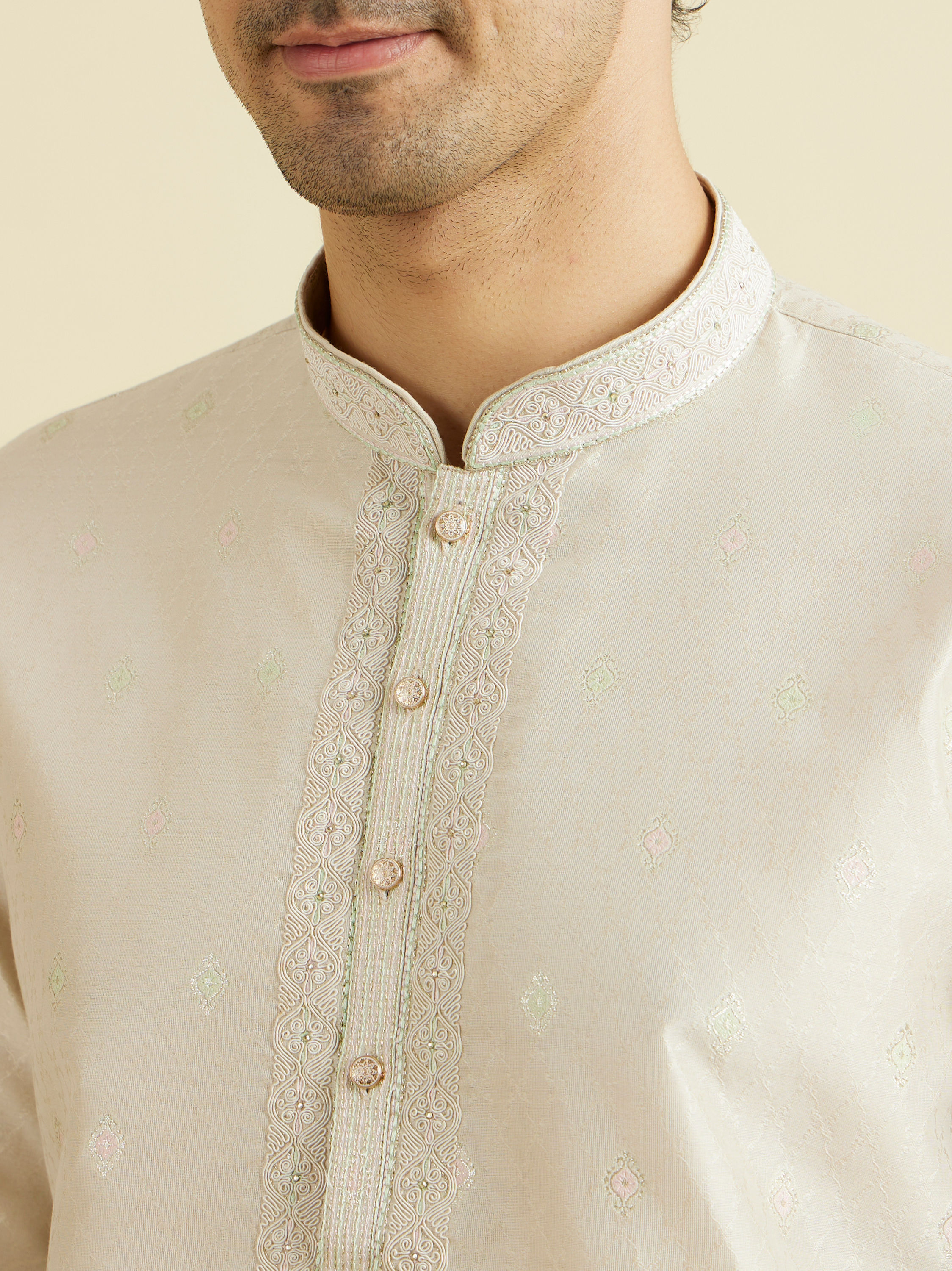 Manyavar Men Beige Festivity Kurta Pajama