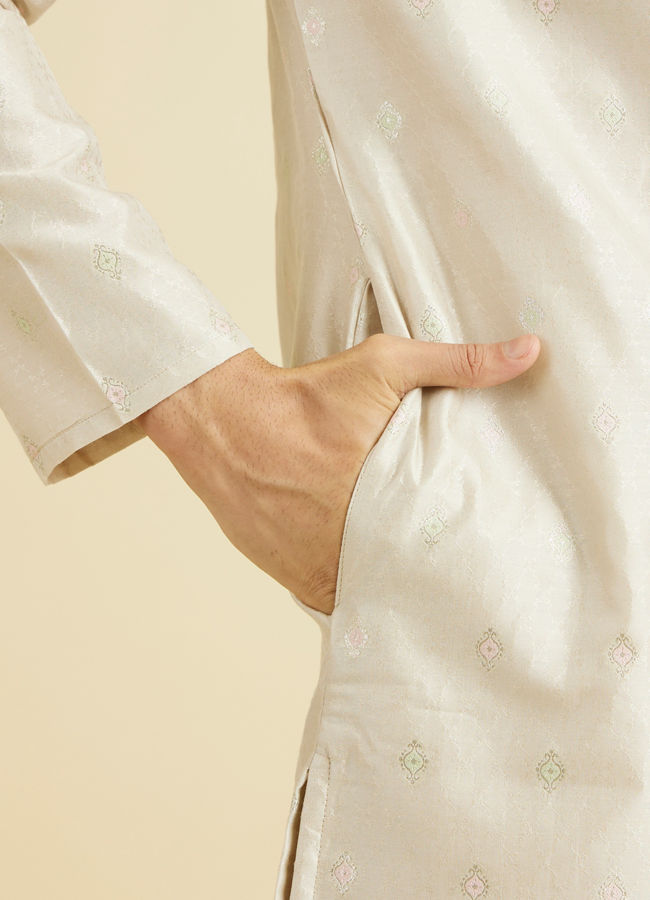 Manyavar Men Beige Festivity Kurta Pajama