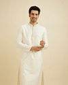 Cream White Sequinned Kurta Set