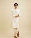 Manyavar Men Cream White Sequinned Kurta Set