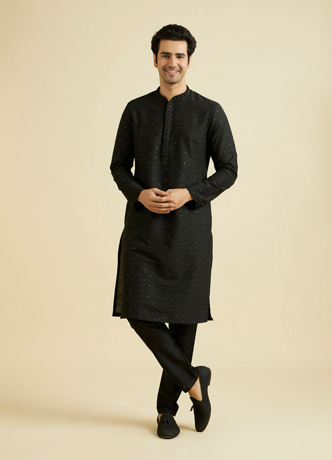 Manyavar Men Elegant Black Kurta Pajama