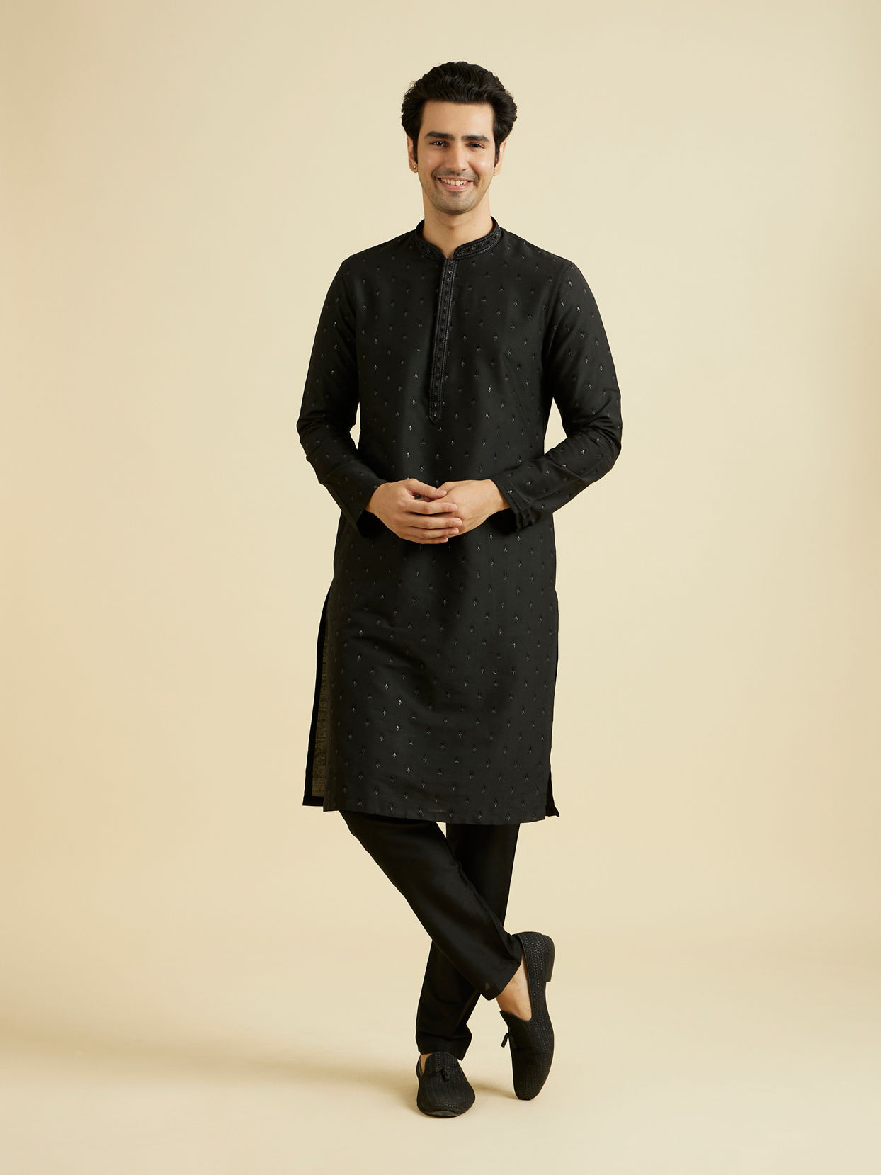 Manyavar Men Elegant Black Kurta Pajama