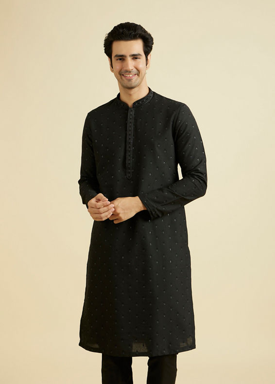 Manyavar Men Elegant Black Kurta Pajama