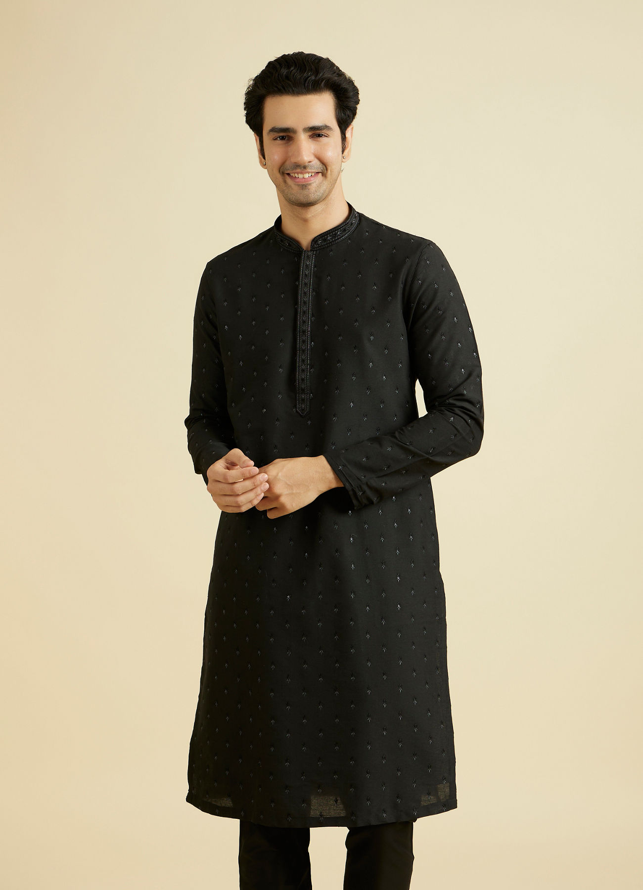 Manyavar Men Elegant Black Kurta Pajama