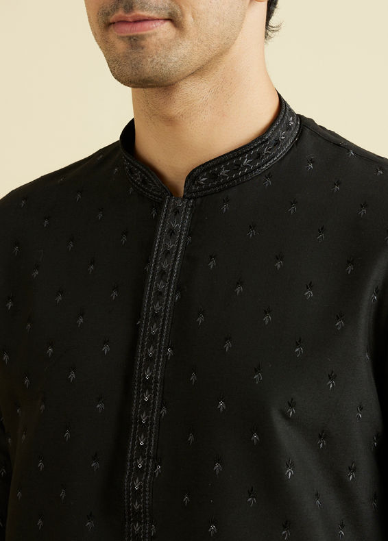 Manyavar Men Elegant Black Kurta Pajama