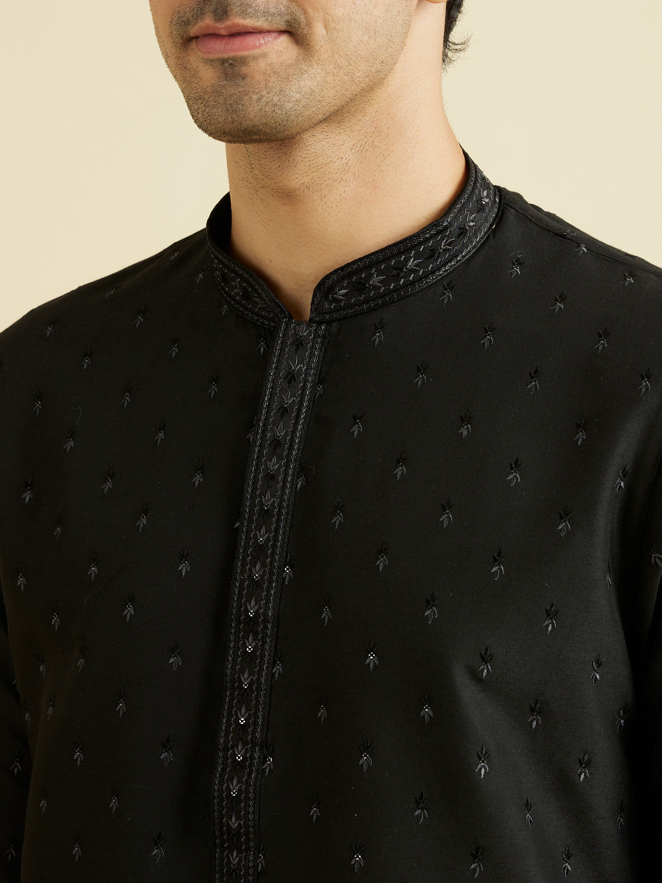 Manyavar Men Elegant Black Kurta Pajama