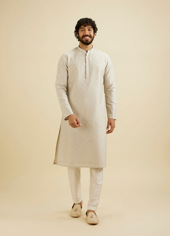 Manyavar Men Smoke Grey Sequinned Kurta Set