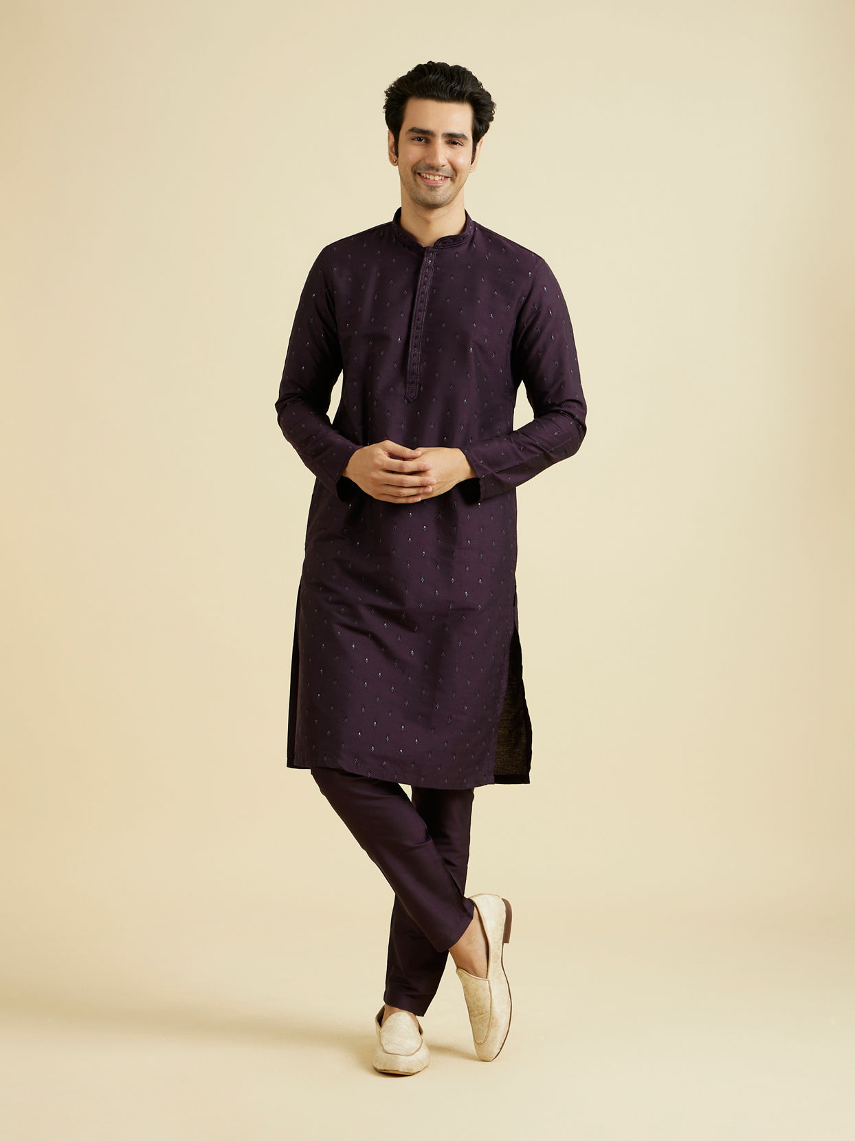 Manyavar Men Grand Purple Elegance Kurta Pajama