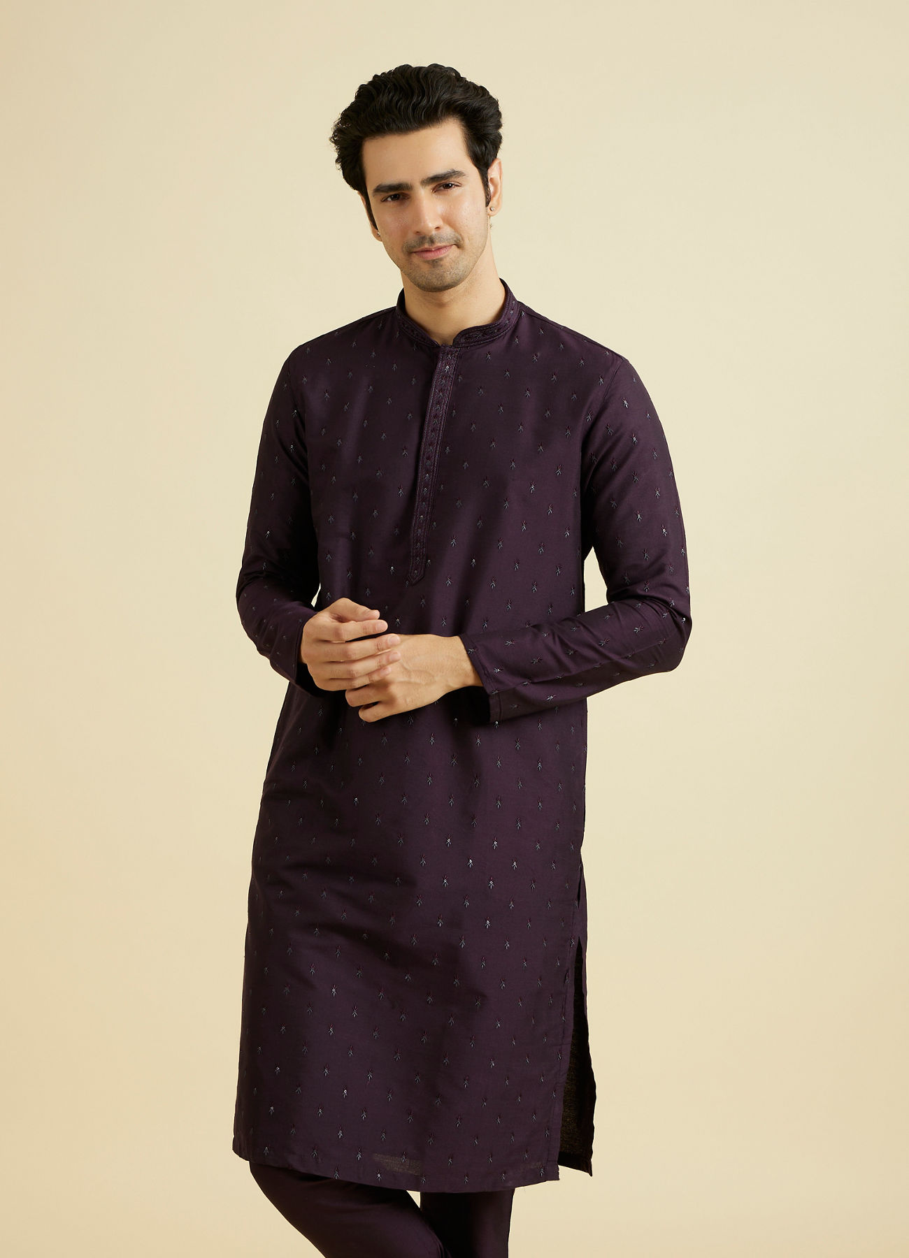 Manyavar Men Grand Purple Elegance Kurta Pajama