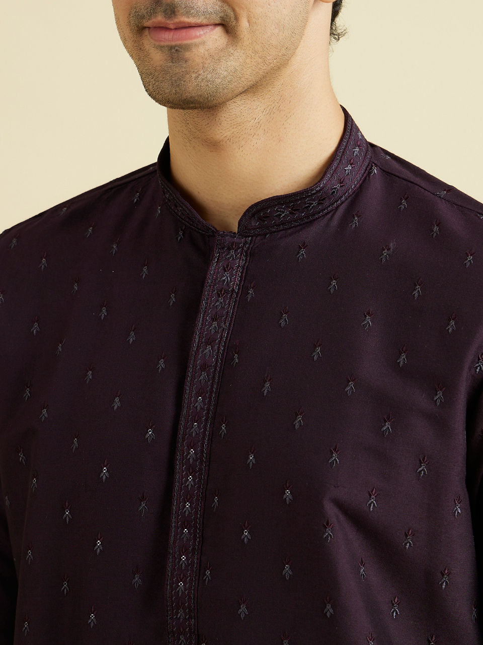 Manyavar Men Grand Purple Elegance Kurta Pajama