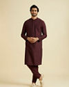 Manyavar Men Regal Wine Kurta Pajama Ensemble