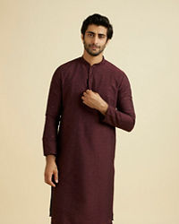 Manyavar Men Regal Wine Kurta Pajama Ensemble