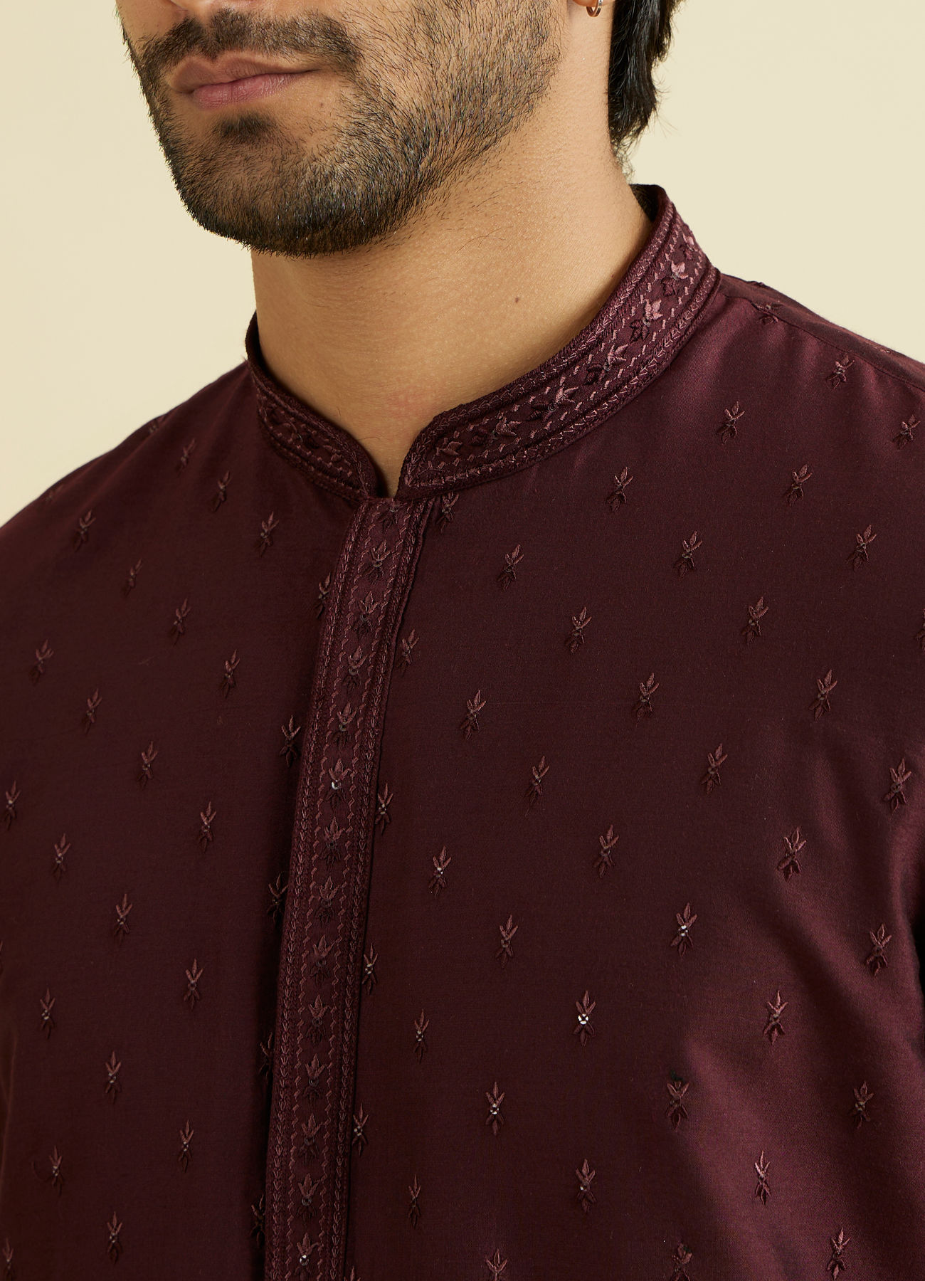 Manyavar Men Regal Wine Kurta Pajama Ensemble