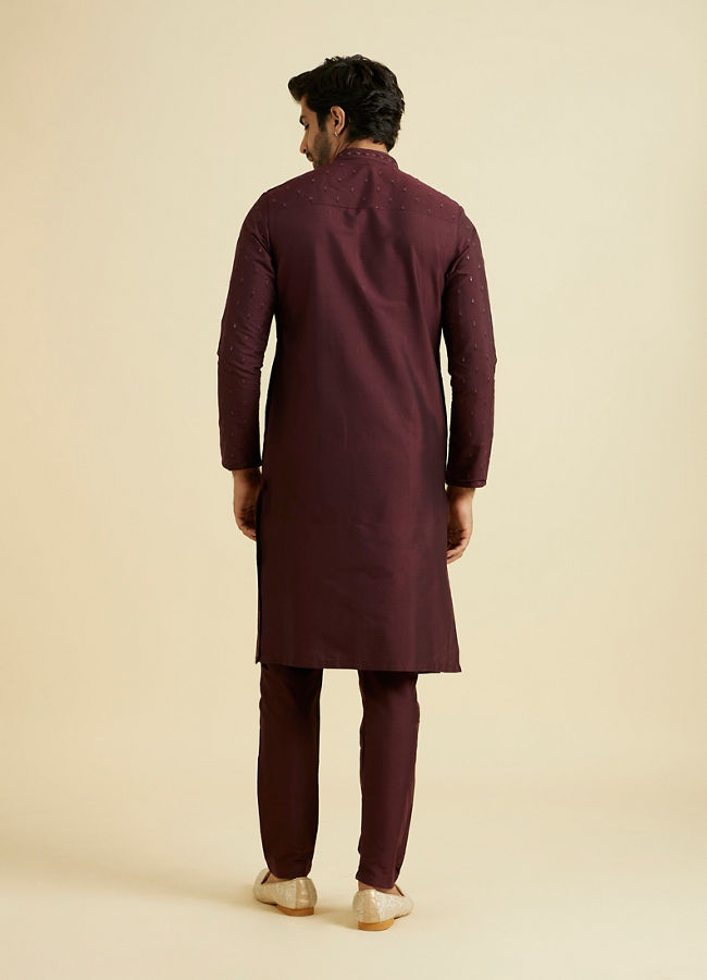 Manyavar Men Regal Wine Kurta Pajama Ensemble