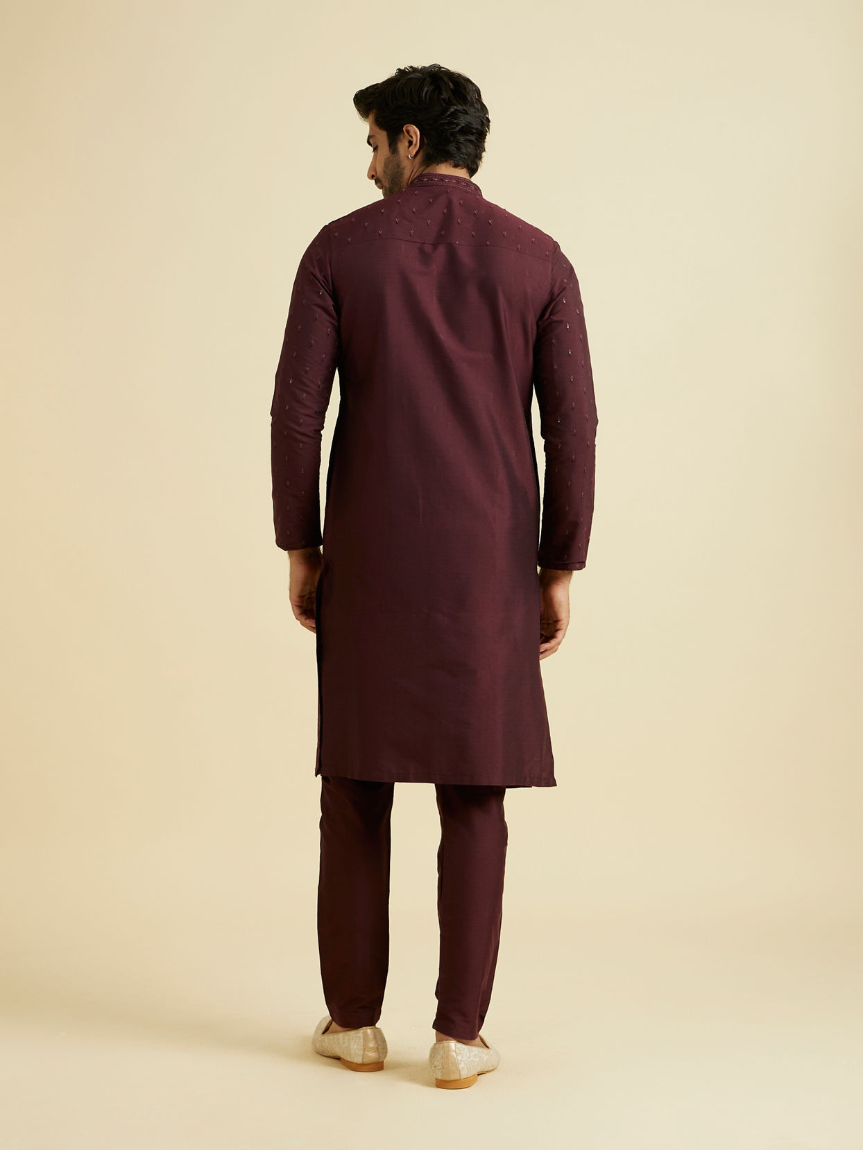 Manyavar Men Regal Wine Kurta Pajama Ensemble