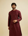 Maroon Red Buta Jaal Patterned Kurta Set
