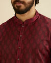 Manyavar Men Maroon Red Buta Jaal Patterned Kurta Set