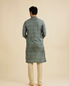 Manyavar Men Teal Blue Medallion Jaal Patterned Kurta Set
