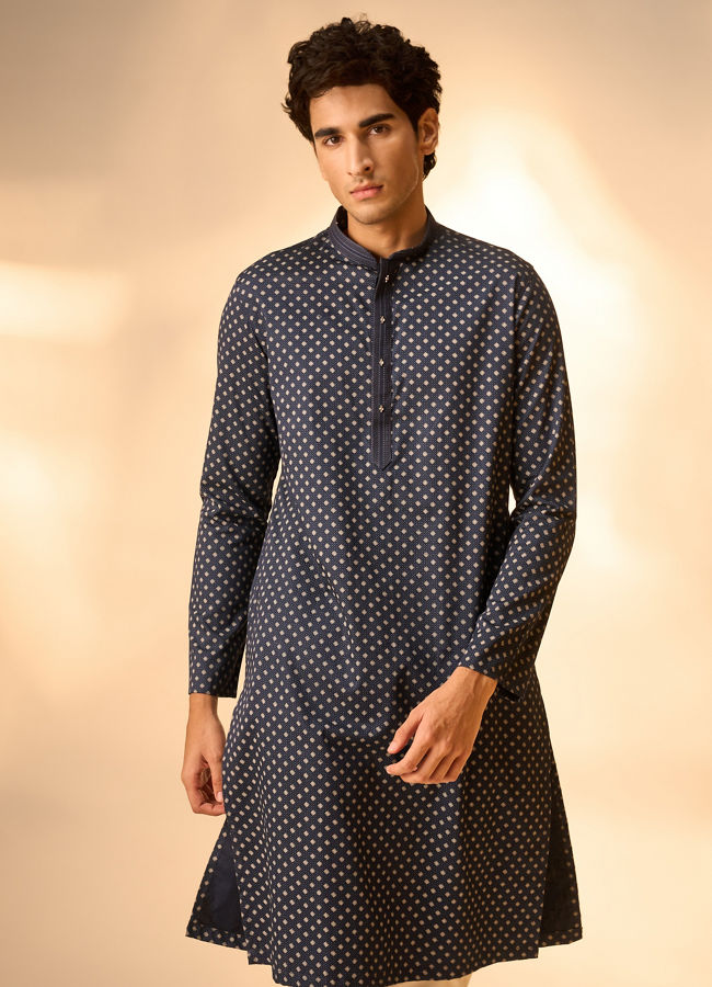 Manyavar Men Royal Blue Ensemble Kurta Pajama