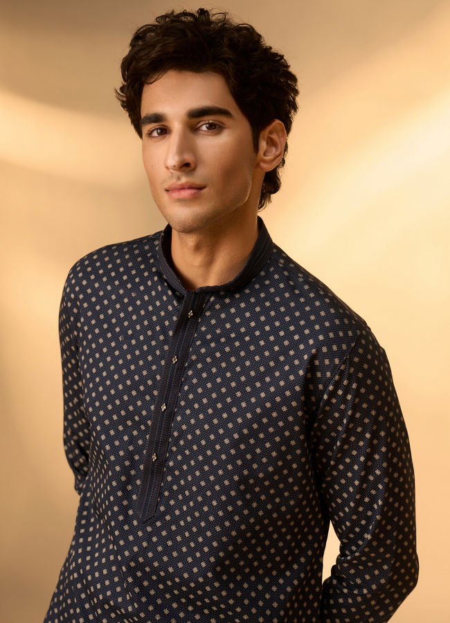 Manyavar Men Royal Blue Ensemble Kurta Pajama