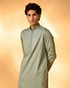 Manyavar Men Aqua Green Dotted Print Kurta Set