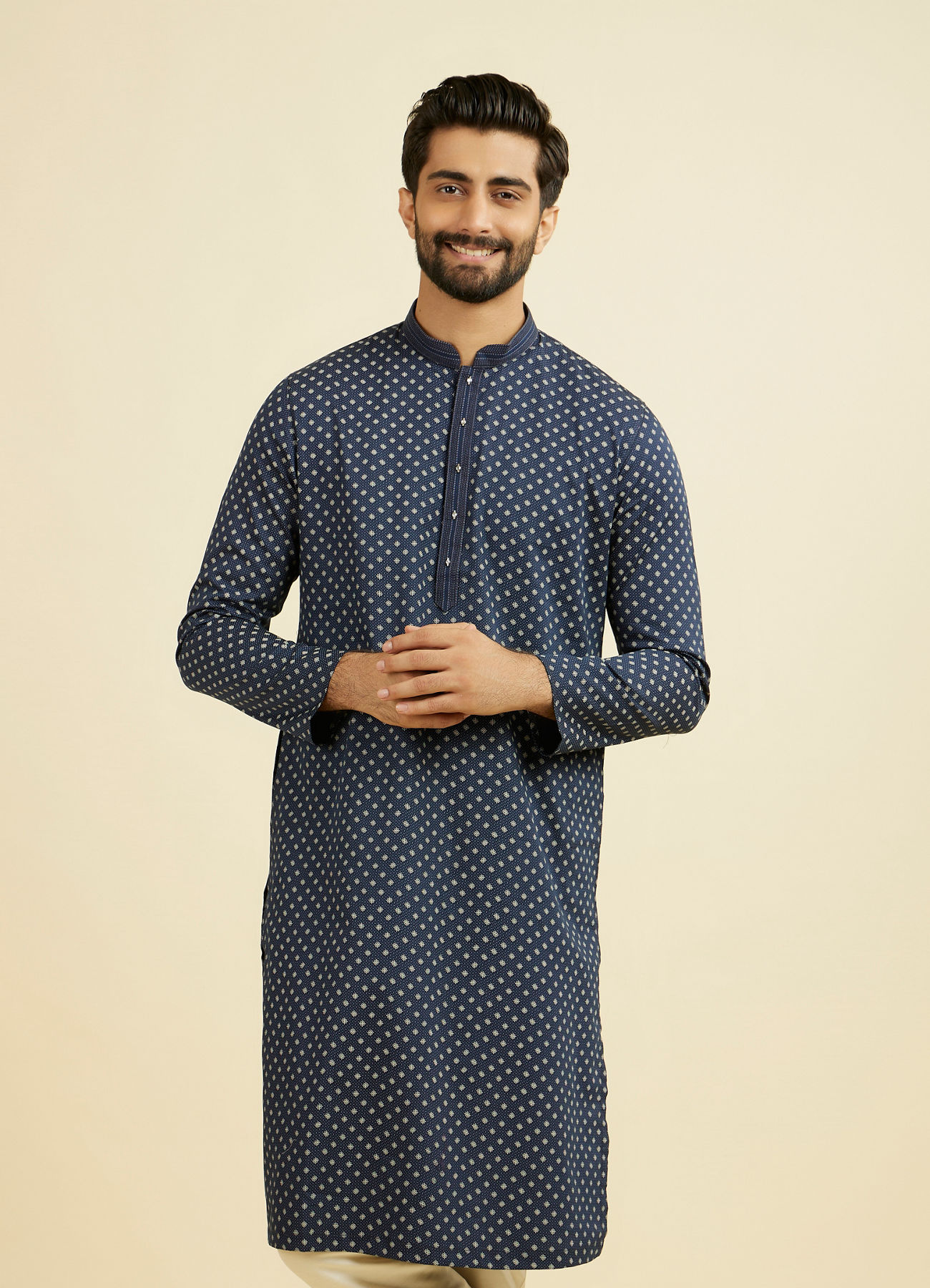Manyavar Men Royal Blue Ensemble Kurta Pajama