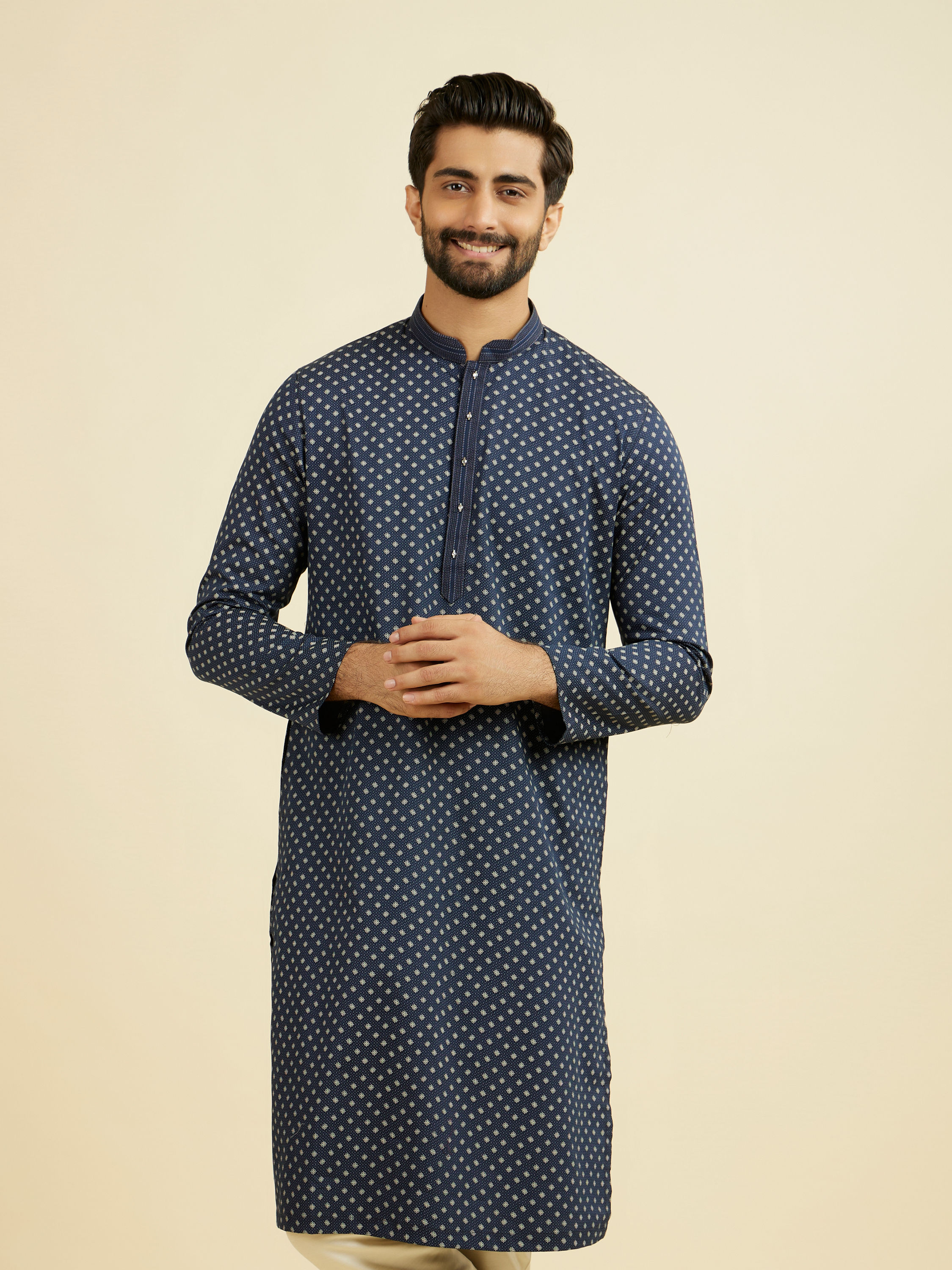 Manyavar Men Royal Blue Ensemble Kurta Pajama