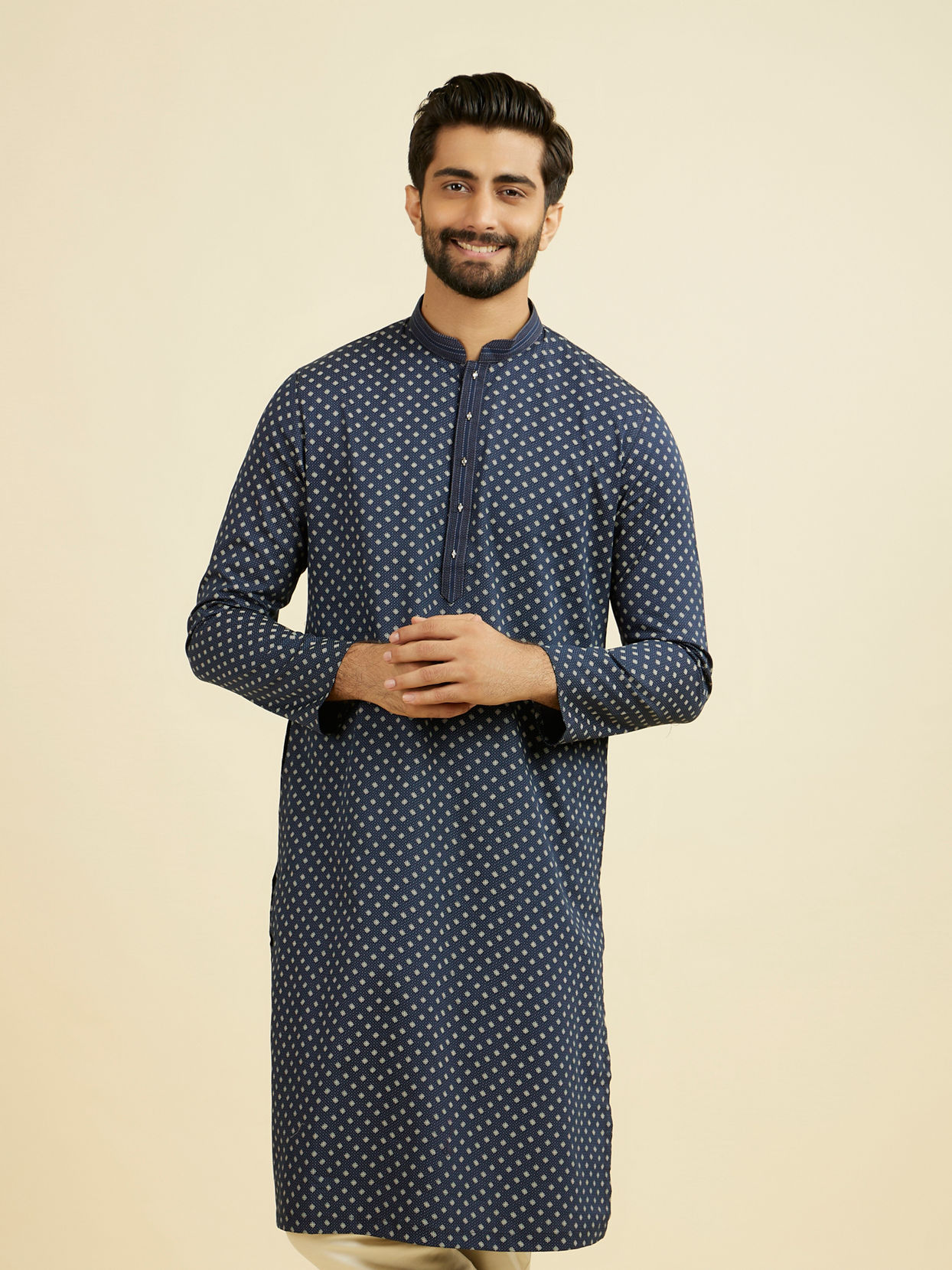 Manyavar Men Royal Blue Ensemble Kurta Pajama