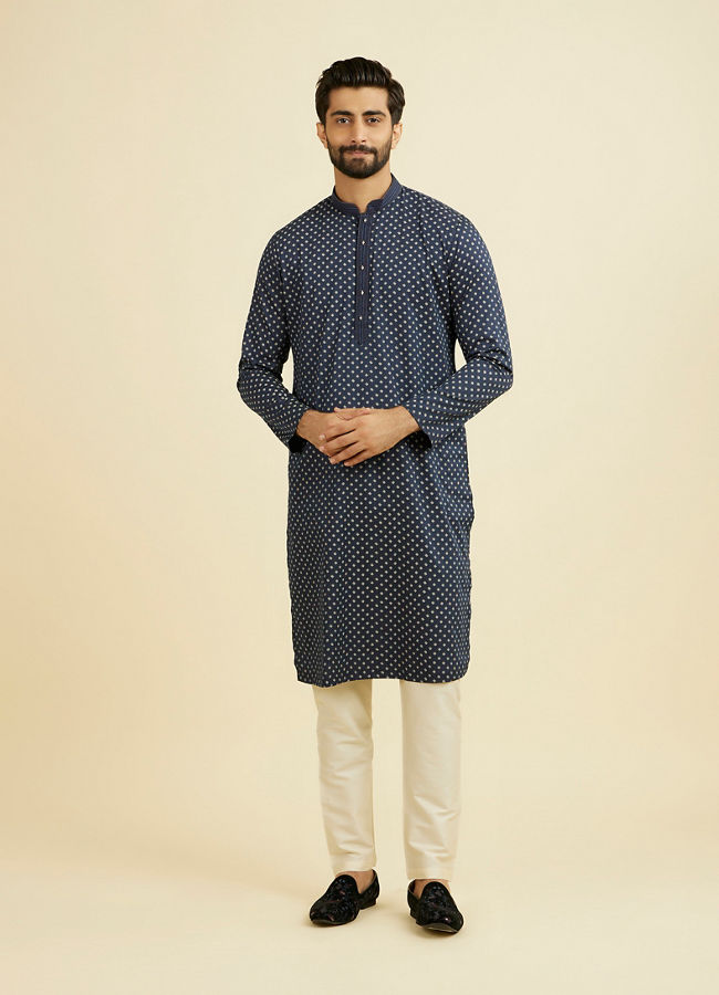 Manyavar Men Royal Blue Ensemble Kurta Pajama