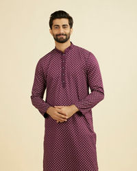 Manyavar Men Purple Cotton Kurta Pajama Set