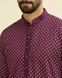 Manyavar Men Purple Cotton Kurta Pajama Set
