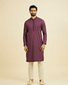 Manyavar Men Purple Cotton Kurta Pajama Set