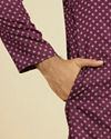 Manyavar Men Purple Cotton Kurta Pajama Set