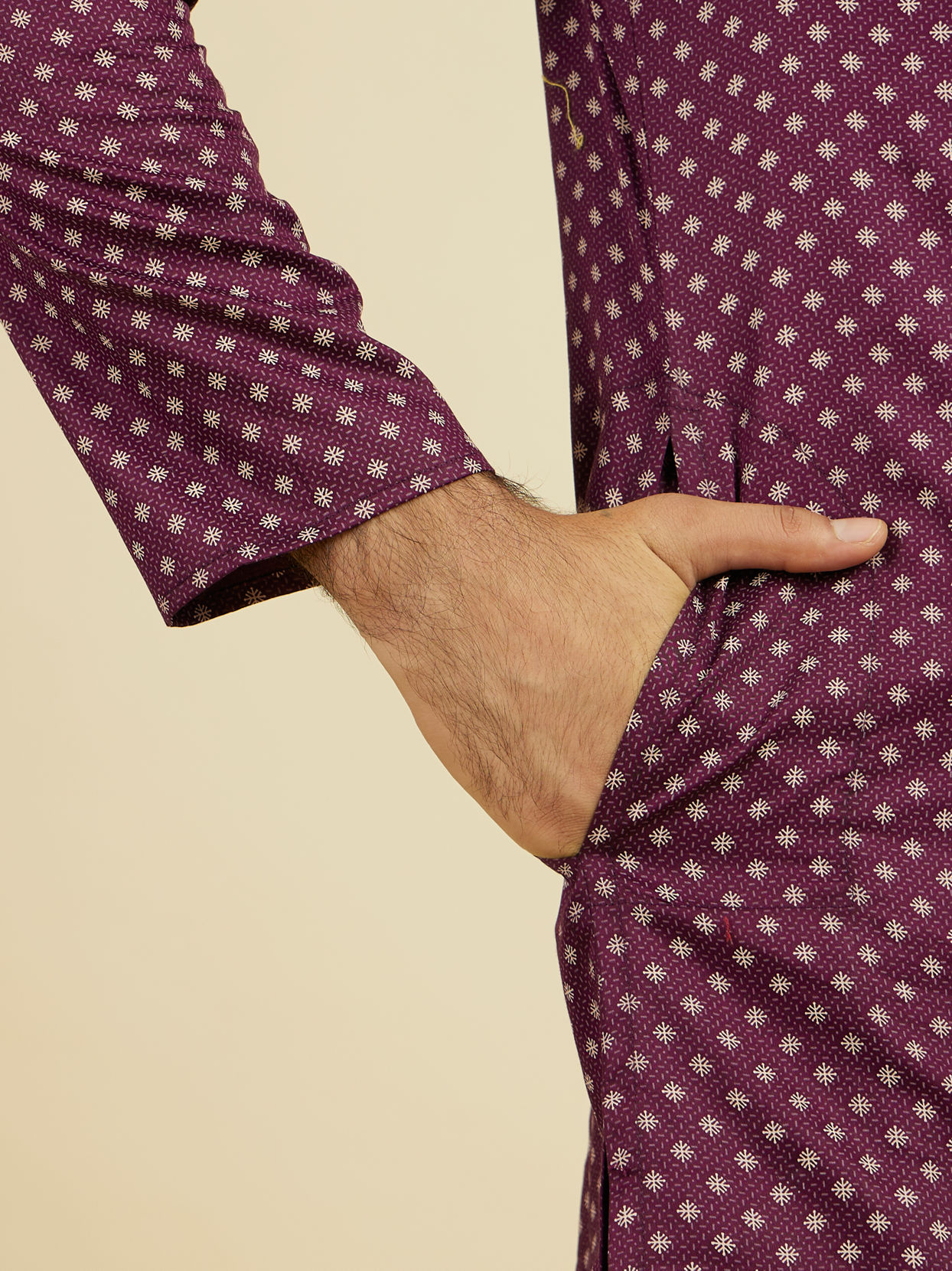 Manyavar Men Purple Cotton Kurta Pajama Set