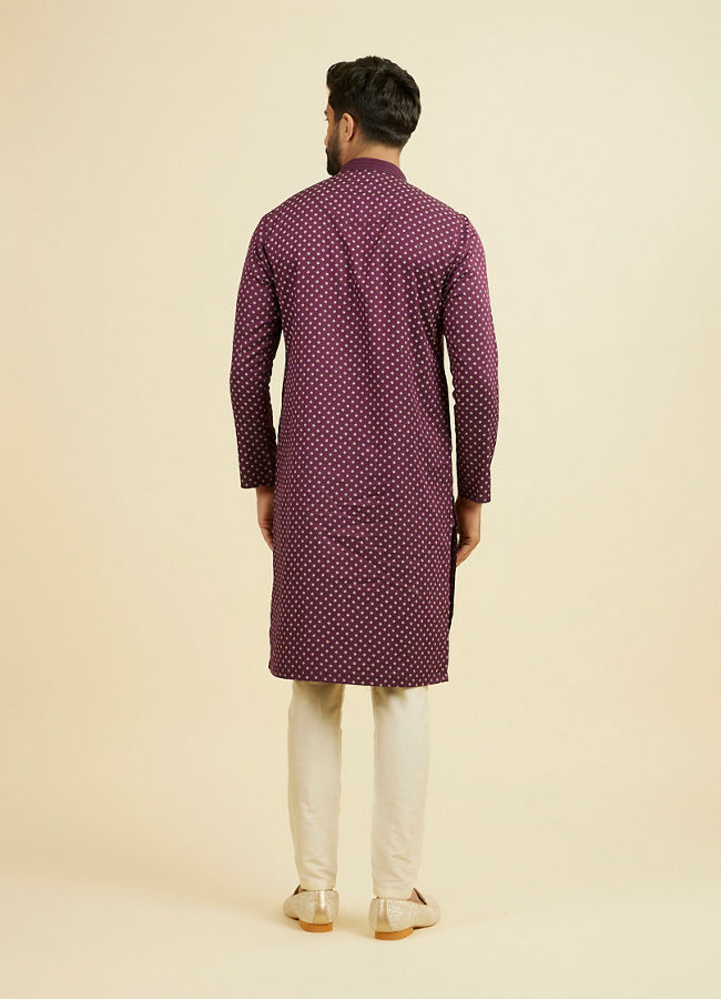 Manyavar Men Purple Cotton Kurta Pajama Set