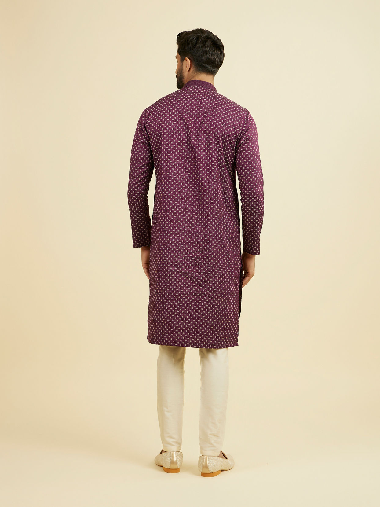 Manyavar Men Purple Cotton Kurta Pajama Set