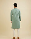 Manyavar Men Aqua Green Dotted Print Kurta Set