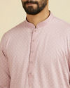 Manyavar Men Dusty Pink Cotton Printed Kurta Pajama Set